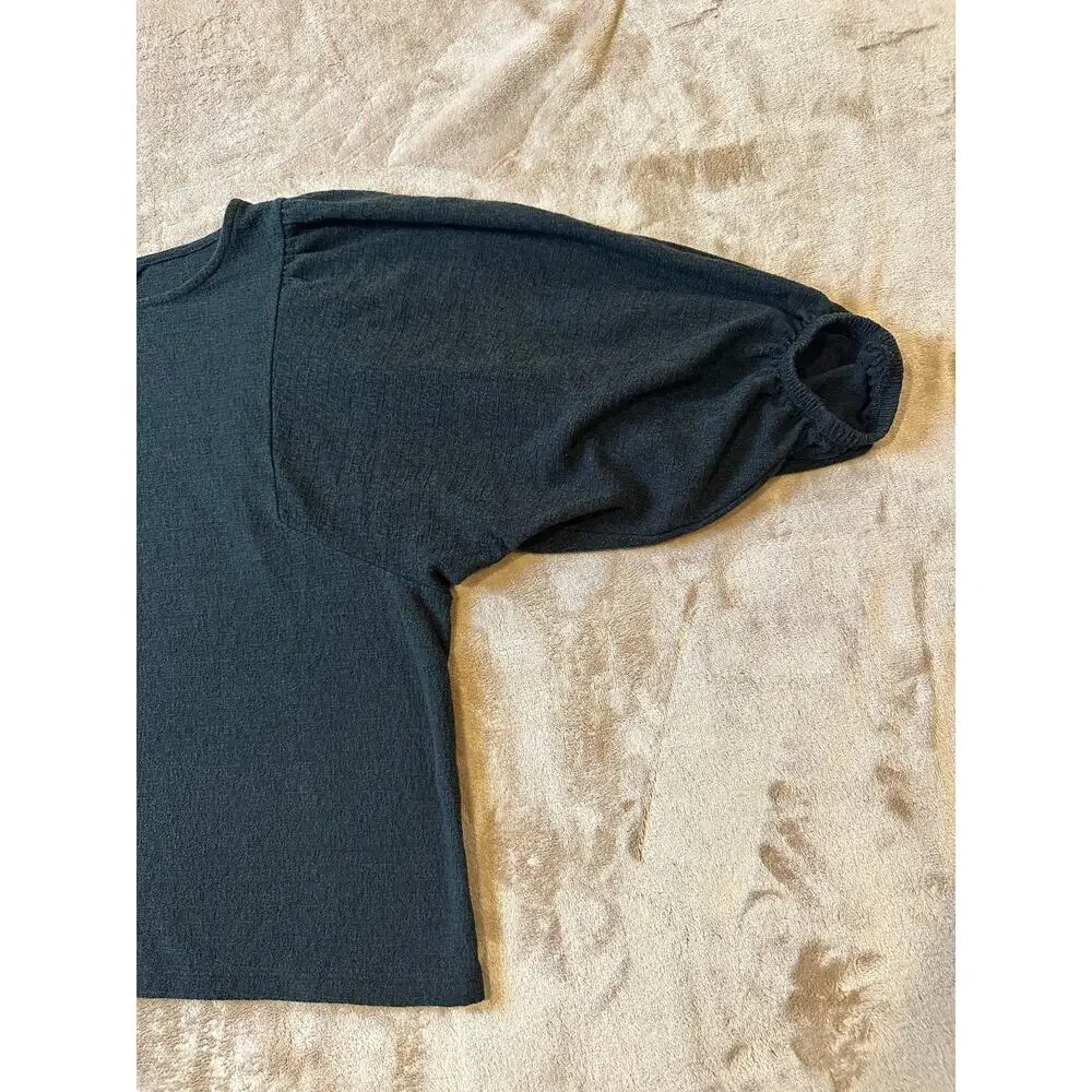 Banana Republic Textured Puff Sleeve Blouse Black XS